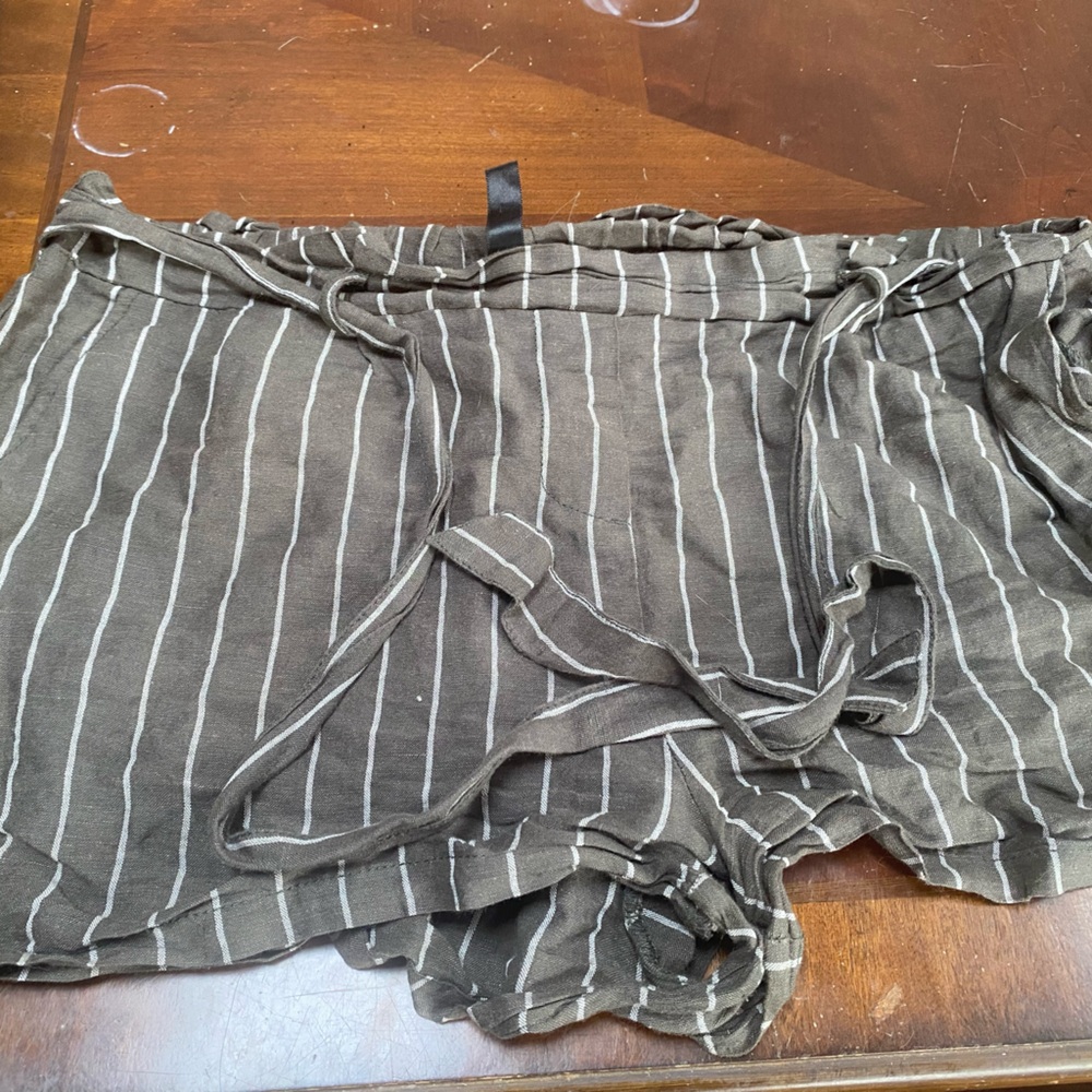 Striped olive and White short